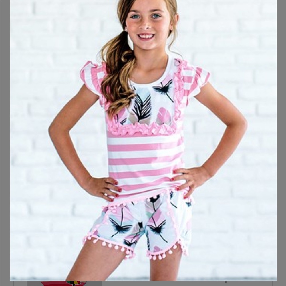 Pink Pom-Pom top and shorts set
